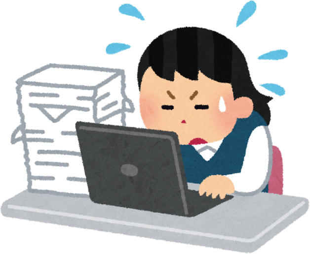 Illustration of a Stressed Female Office Worker Working Overtime