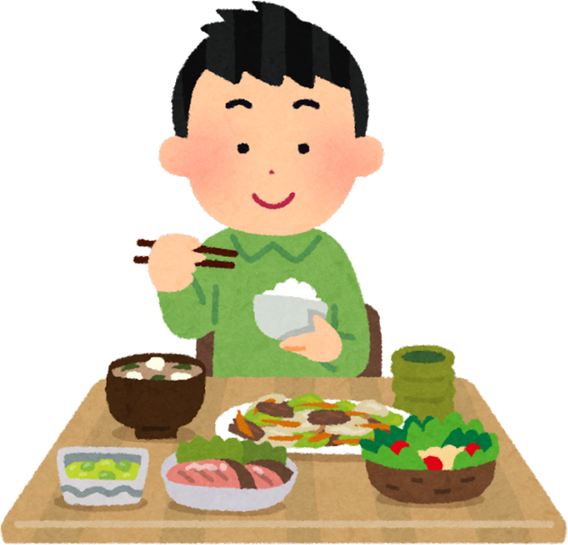 Illustration of Contented Man Eating a Meal